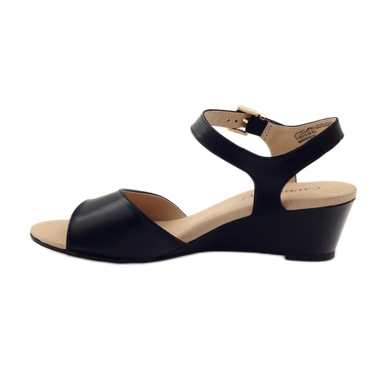 Caprice chaussures femme sandales en cuir 28213 le noir 2