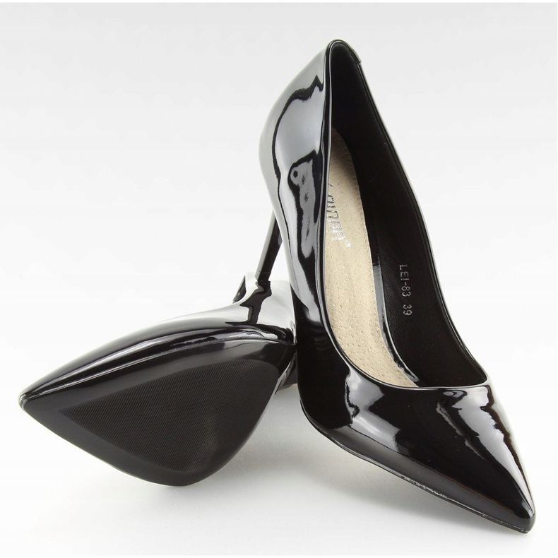 Escarpins en cuir verni noir LEI-83 Noir 2