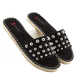 Chaussons espadrilles noires femme noir 1