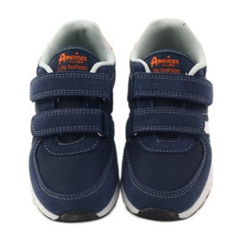 American Club Chaussures de sport à semelle intérieure en cuir américain bleu marin orange blanche 4