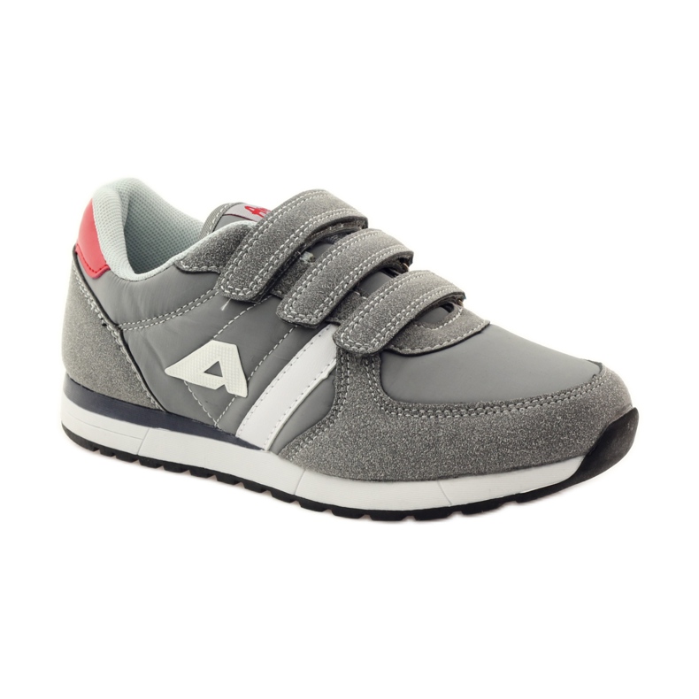 American Club Chaussures de sport à semelle intérieure en cuir américain rouge gris blanche 1