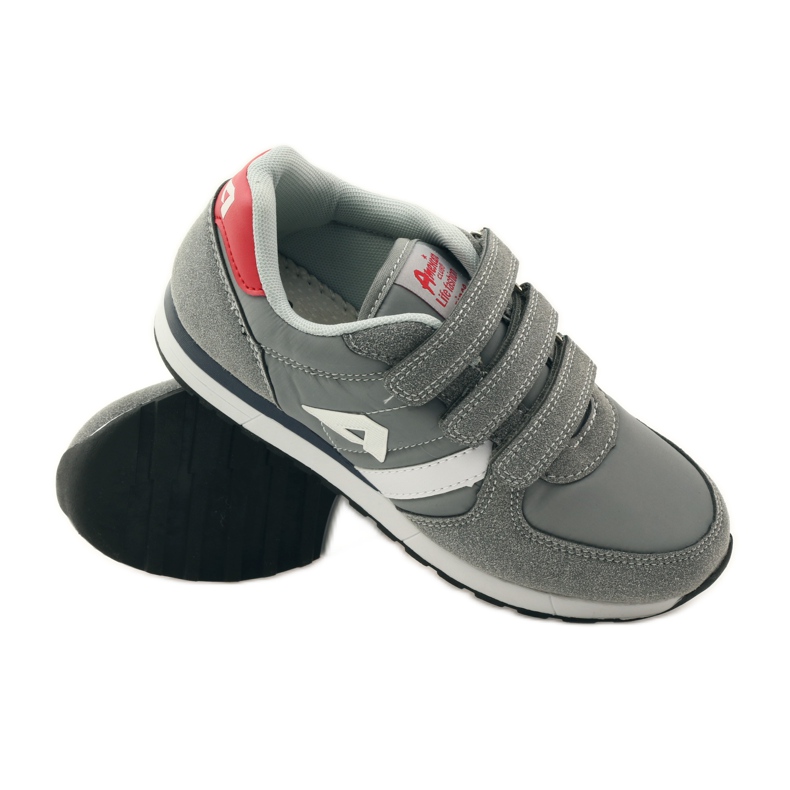 American Club Chaussures de sport à semelle intérieure en cuir américain rouge gris blanc 3