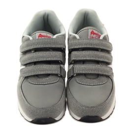 American Club Chaussures de sport à semelle intérieure en cuir américain rouge gris blanc 4