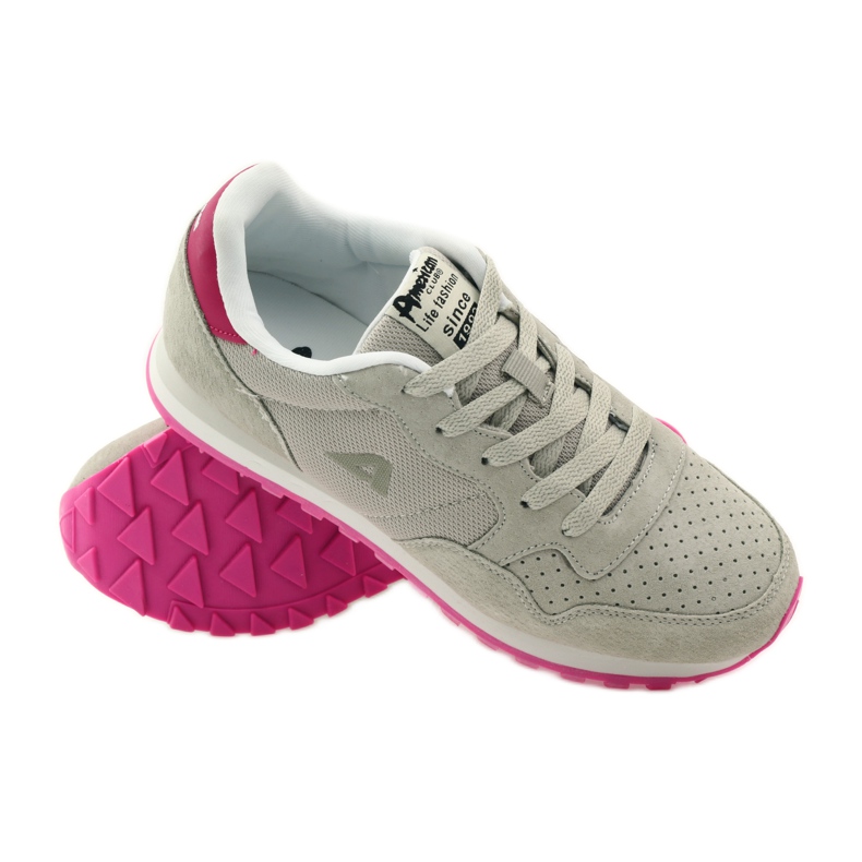 American Club Sport en cuir américain 6506 noué gris rose 3