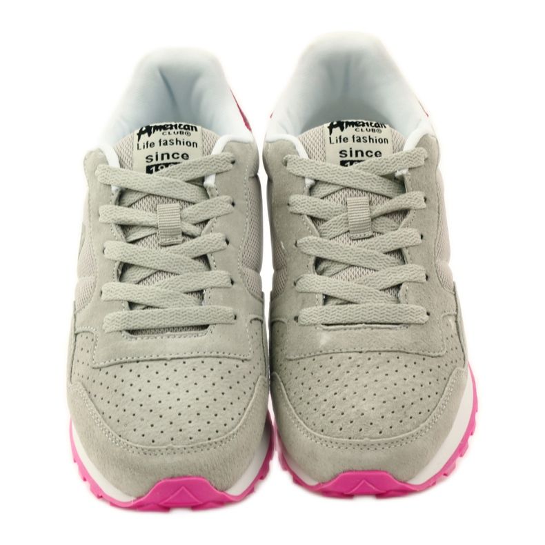 American Club Sport en cuir américain 6506 noué gris rose 4