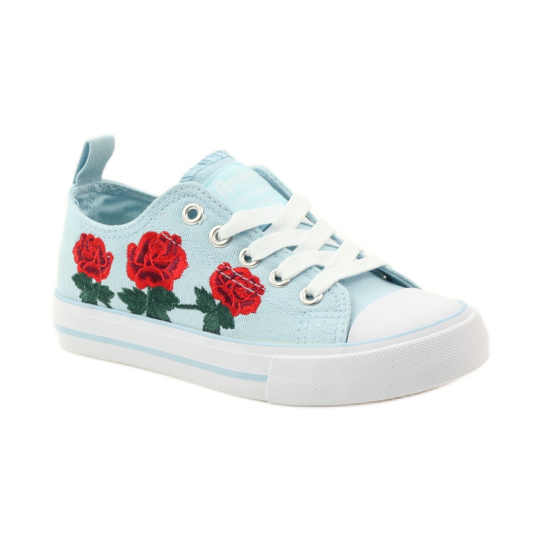 American Club Sneakers avec roses brodées American 17035 rouge bleu blanche 1 American Club Sneakers avec roses brodées American 17035 rouge bleu blanche 1
