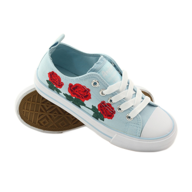 American Club Sneakers avec roses brodées American 17035 rouge bleu blanc 3