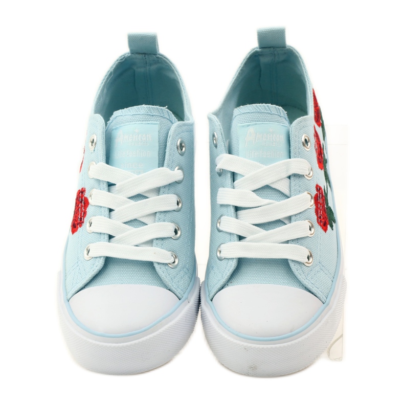 American Club Sneakers avec roses brodées American 17035 rouge bleu blanc 4