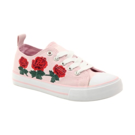 American Club Sneakers avec roses brodées American 17035 rouge vert 1