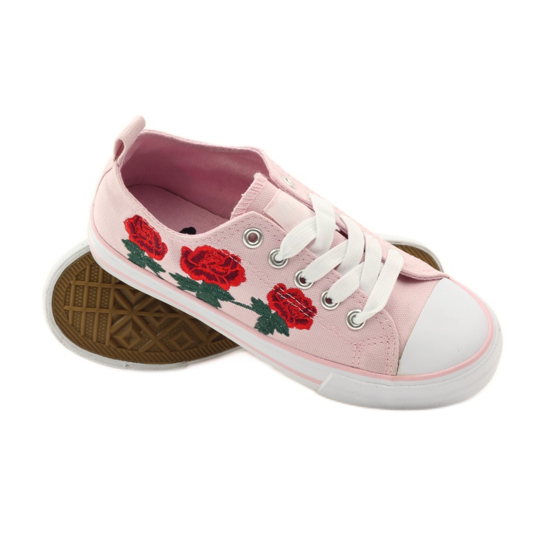 American Club Sneakers avec roses brodées American 17035 rouge vert 3