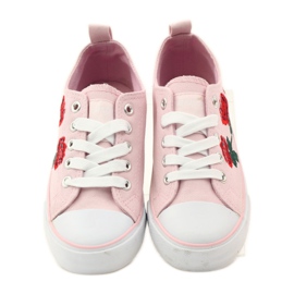 American Club Sneakers avec roses brodées American 17035 rouge vert 4