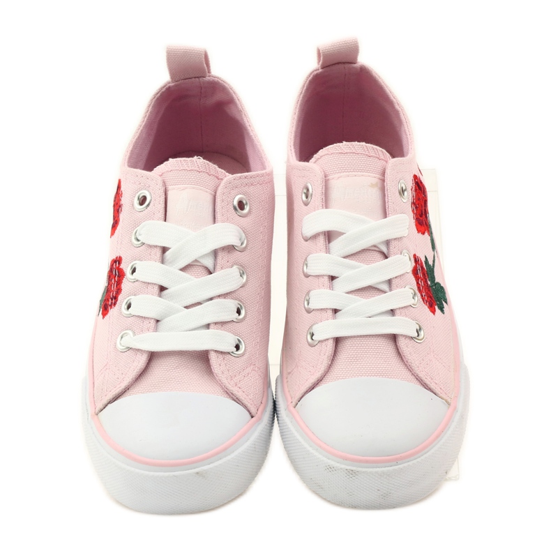 American Club Sneakers avec roses brodées American 17035 rouge vert 4