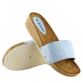 Chaussons femme bleus CK05P LT.BLUE 2