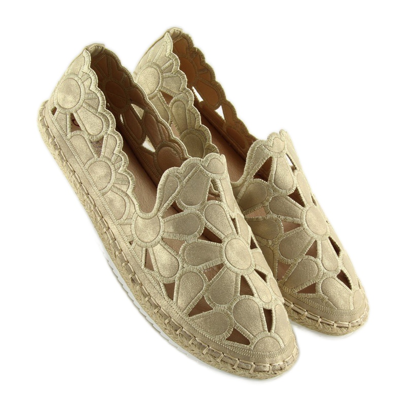 Espadrilles femme dorées ajourées LT86 Gold 1