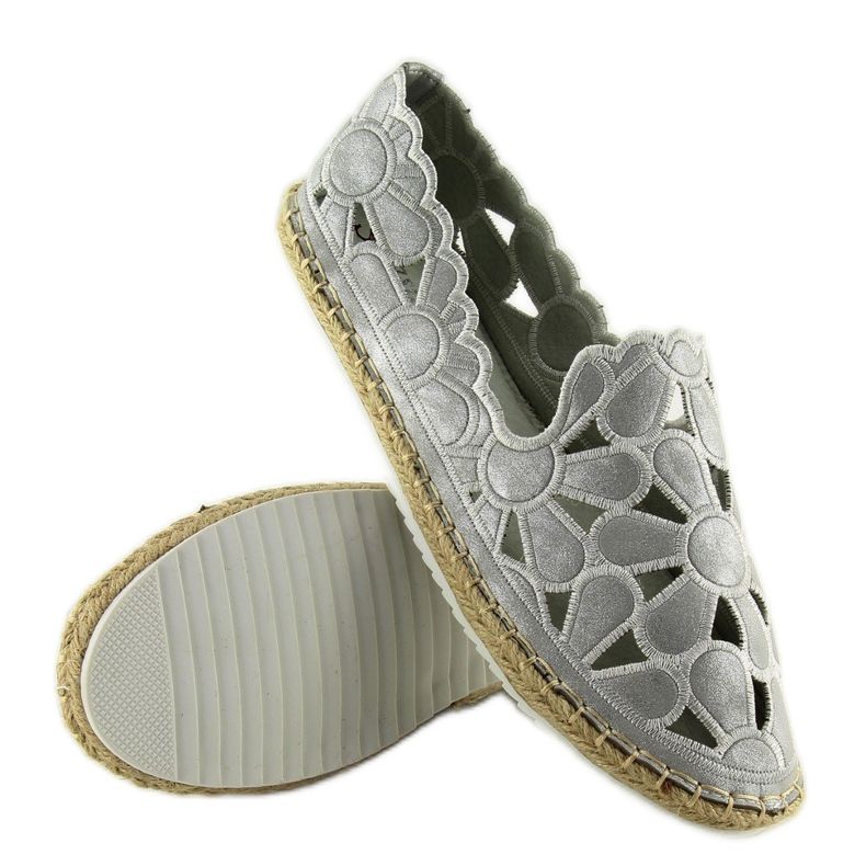 Espadrilles femme argentées ajourées LT86 Silver gris 2