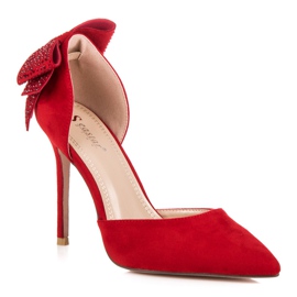 Seastar Escarpins en daim avec nœud rouge 4