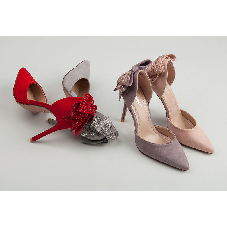 Seastar Escarpins en daim avec nœud rouge 1