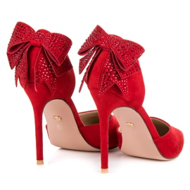 Seastar Escarpins en daim avec nœud rouge 6