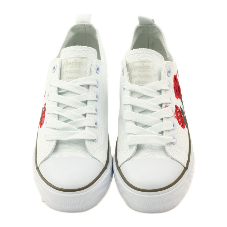 American Club Sneakers avec roses brodées American 17035 rouge blanche 4