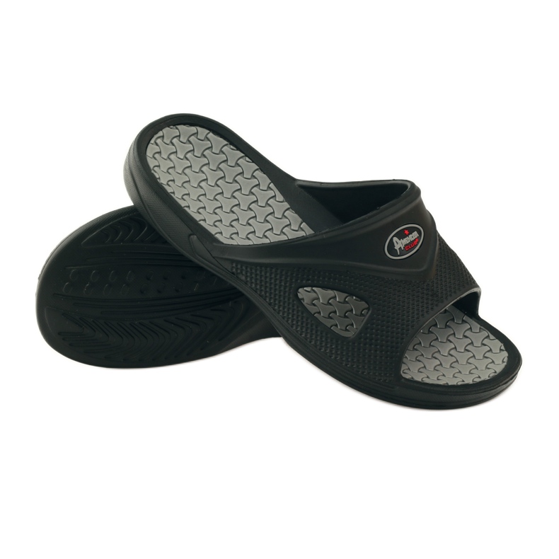 American Club Chaussons de piscine en mousse homme partie américaine gris noir 3