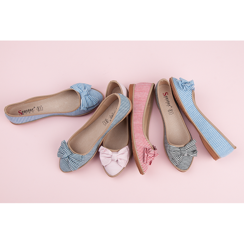 Seastar Ballerine Côtelée Avec Noeud rouge 1