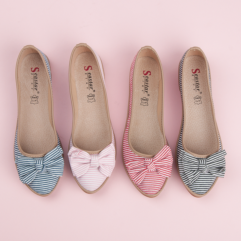 Seastar Ballerines côtelées à nœud rose 1