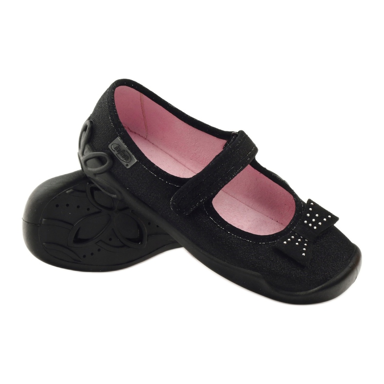 Chaussures enfants Befado, chaussons ballerines 114Y240 noir gris 3