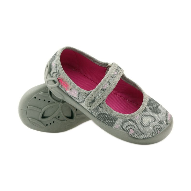 Ballerines chaussons coeurs Befado 114x284 rose gris 3 Ballerines chaussons coeurs Befado 114x284 rose gris 3