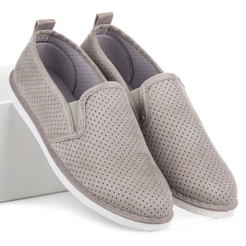 Bestelle Slipons ajourés gris 1