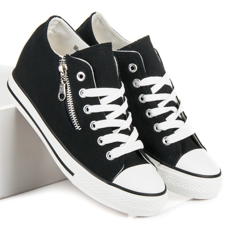 Kayla Baskets compensées nouées le noir 1