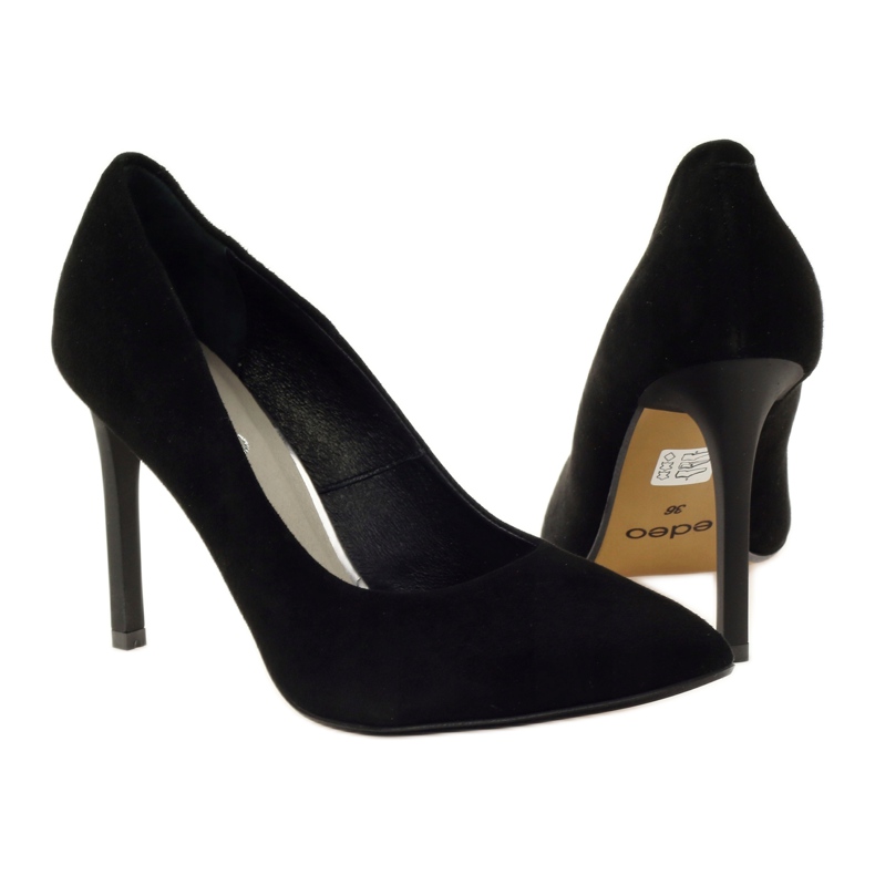 Edeo Escarpins En Cuir Sur Talon Haut 3162 Noir 3