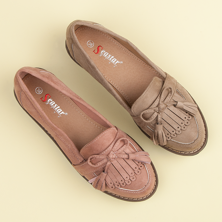 Seastar Mocassins à franges rose 1