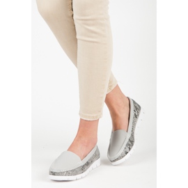Vinceza Mocassins en cuir imprimé serpent gris 2