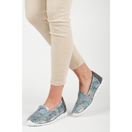 Vinceza Seigneurs de cuir ajouré gris bleu 2