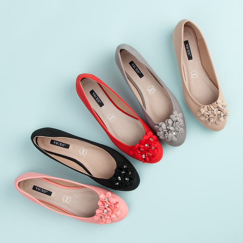 Vices Ballerines femme à fleurs le noir 2