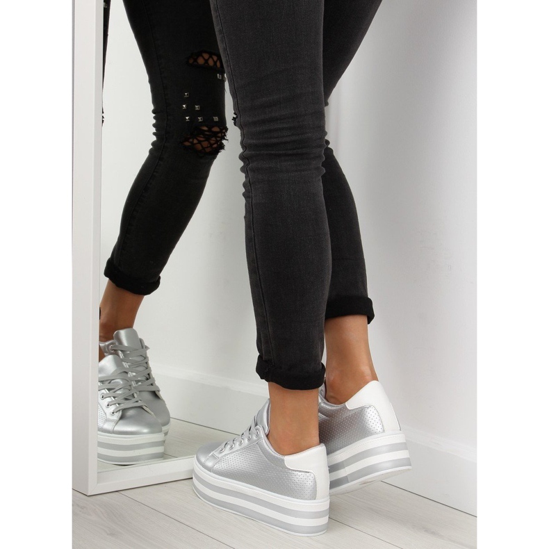 Baskets argentées NB183P Silver sur semelle haute gris 1