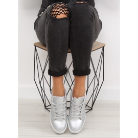 Baskets argentées NB183P Silver sur semelle haute gris 2