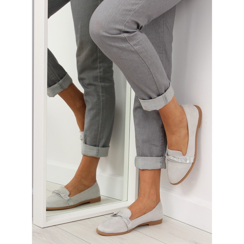 Gris Mocassins femme gris H8-110 Gris 1
