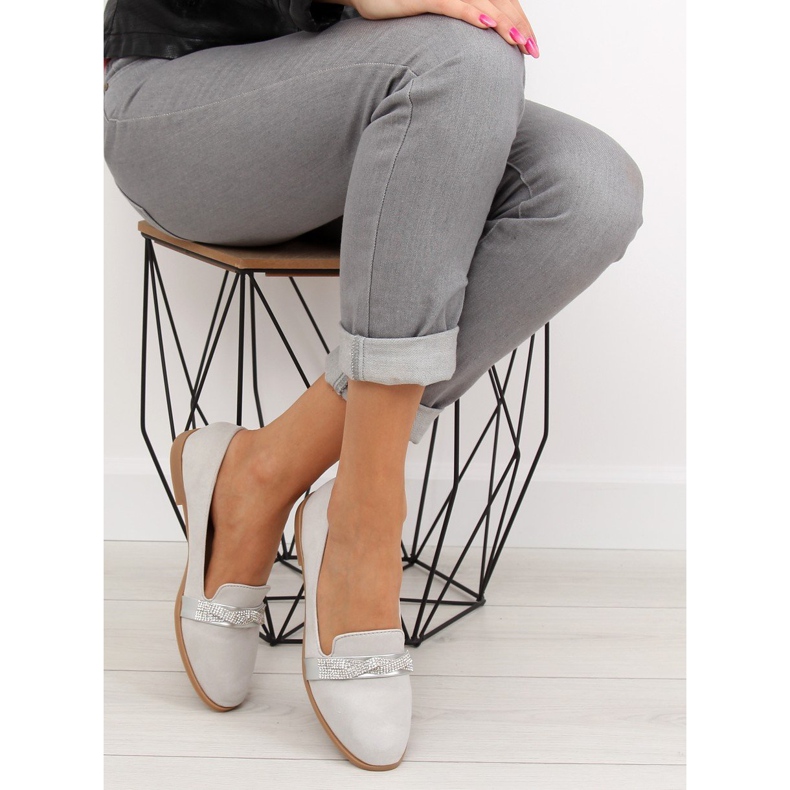 Gris Mocassins femme gris H8-110 Gris 2