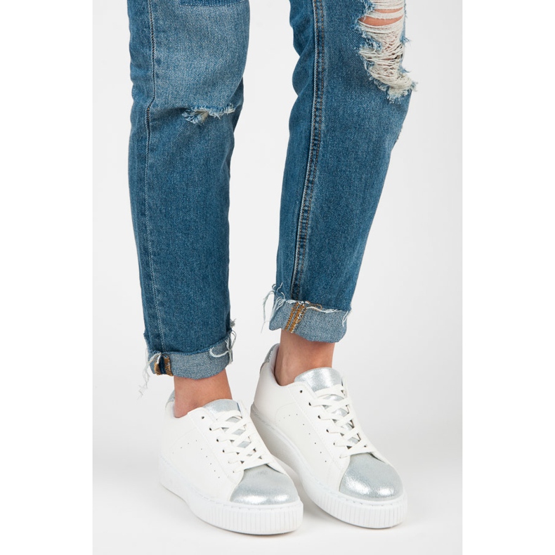 Baskets nouées à imprimé serpent blanc gris 1