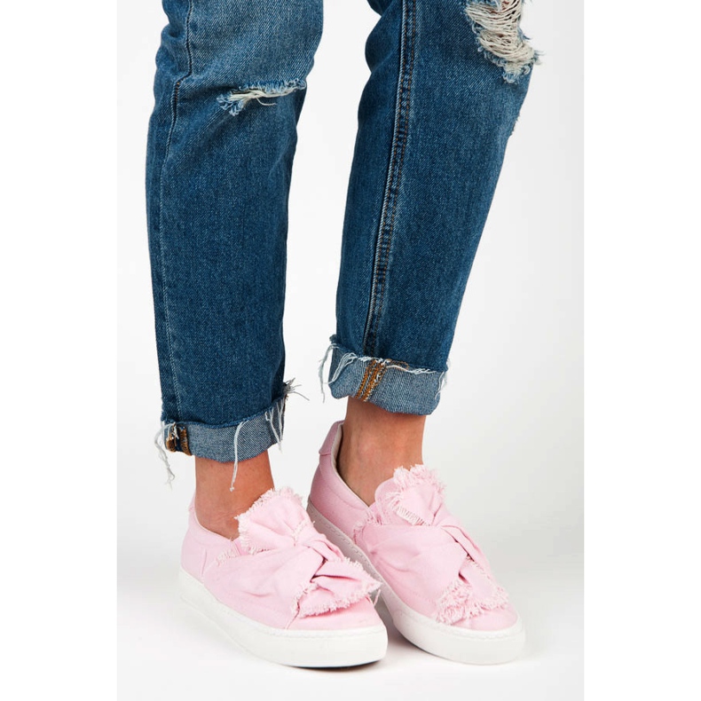Baskets à enfiler avec nœud rose 2