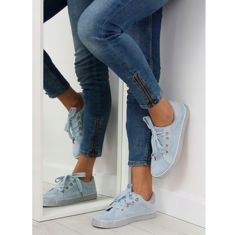 Baskets femme bleues AK03P Bleu gris 1 Baskets femme bleues AK03P Bleu gris 1