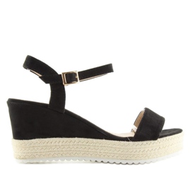 Sandales noires à talon compensé, espadrilles noires le noir 4
