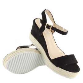 Sandales noires à talon compensé, espadrilles noires le noir 2