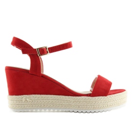 Sandales compensées rouges espadrilles R120P Rouge 5