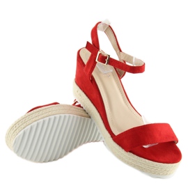 Sandales compensées rouges espadrilles R120P Rouge 3