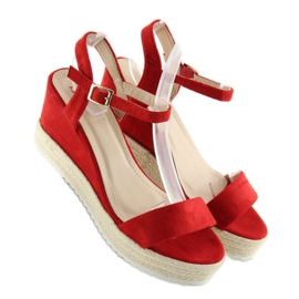 Sandales compensées rouges espadrilles R120P Rouge 4