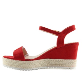 Sandales compensées rouges espadrilles R120P Rouge 6