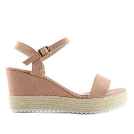 Sandales à semelles compensées, espadrilles roses 5
