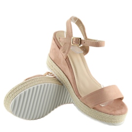Sandales à semelles compensées, espadrilles roses 1